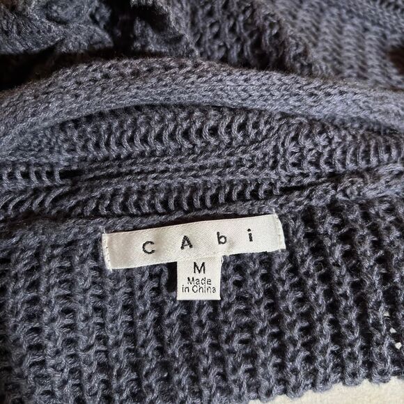 Cabi Drape Open Front Knit Short Sleeve Asymmetric Hem Boho Cardigan Gray Medium - Picture 3 of 12